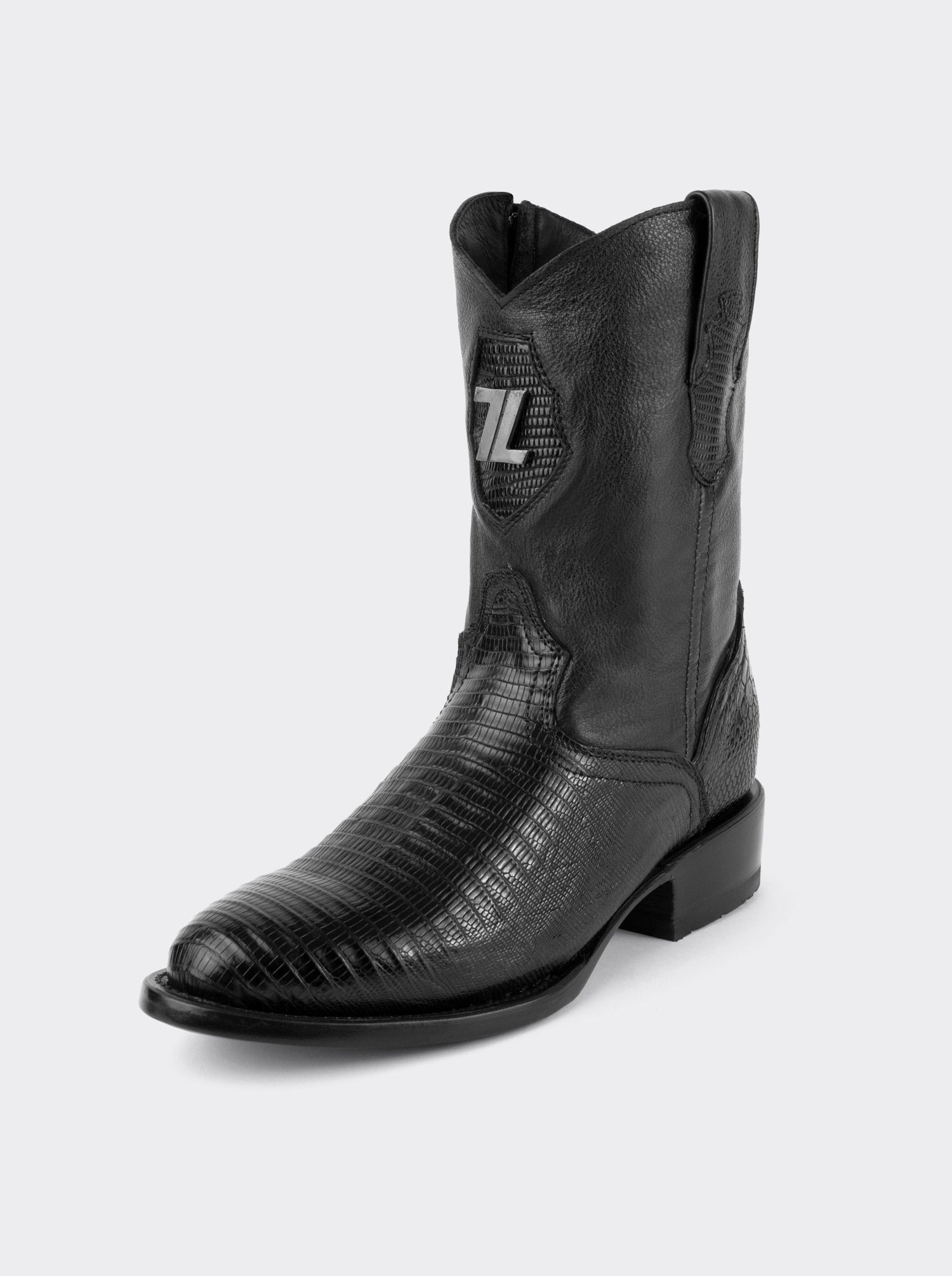 Bota Roper con Cierre y Suela de Cuero en Piel Genuina de Lizard Negro estilo 1006
