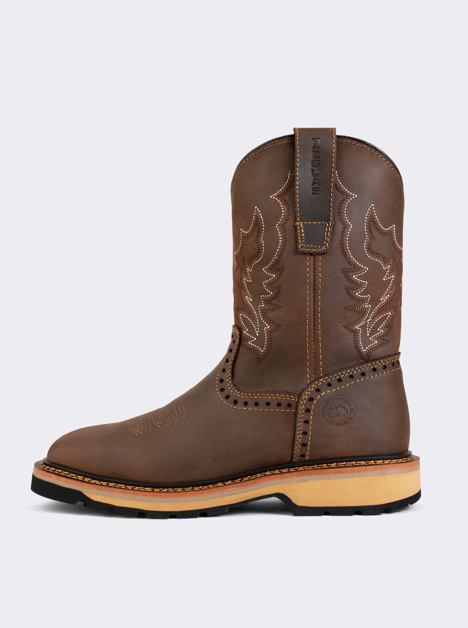 Men's Leather Rodeo Lightweight Work Boot Brown Crazy Color Style 1555