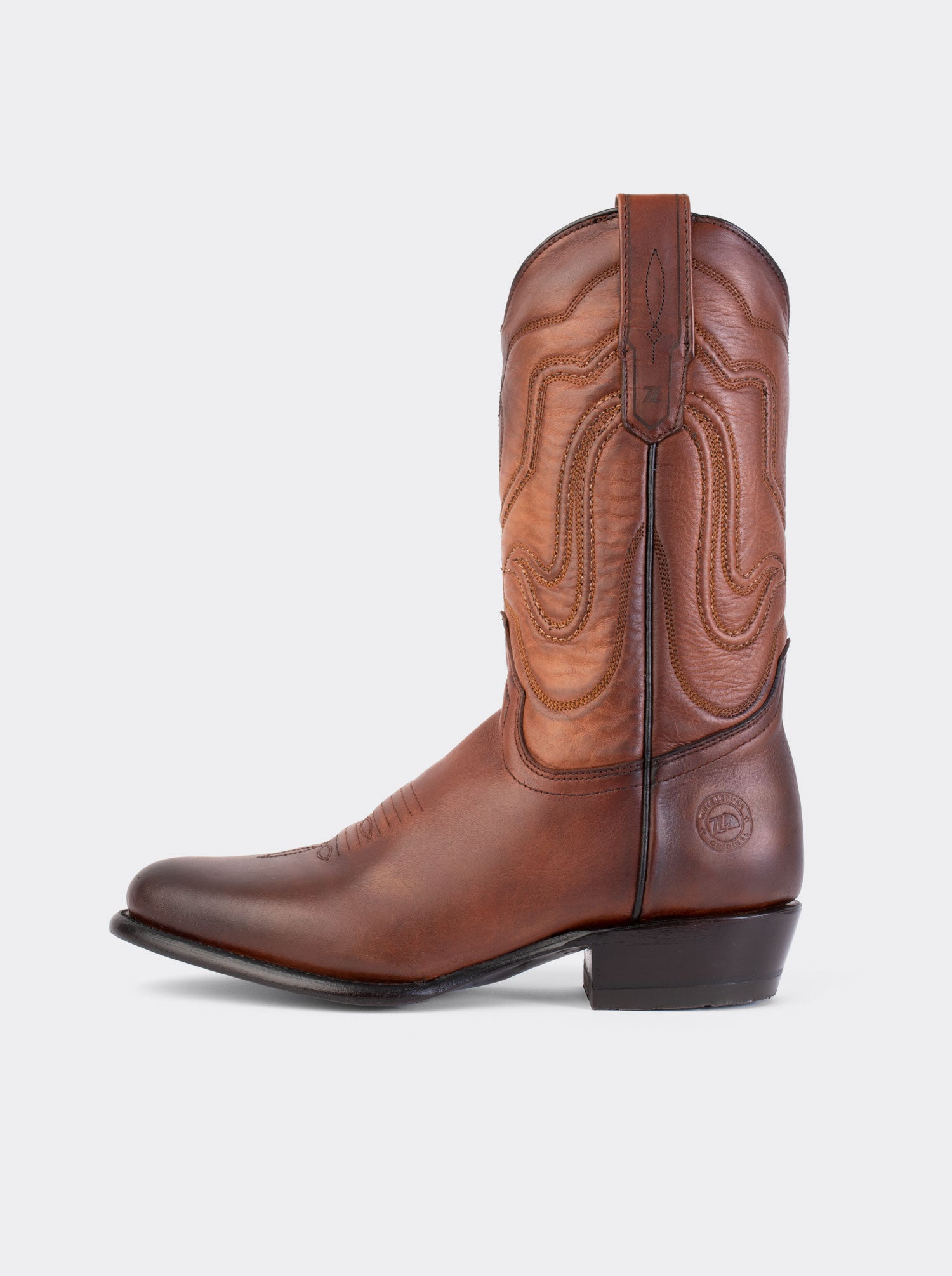 Cowboy Boot, Leather Sole, Genuine Python Leather, Caramel 1055