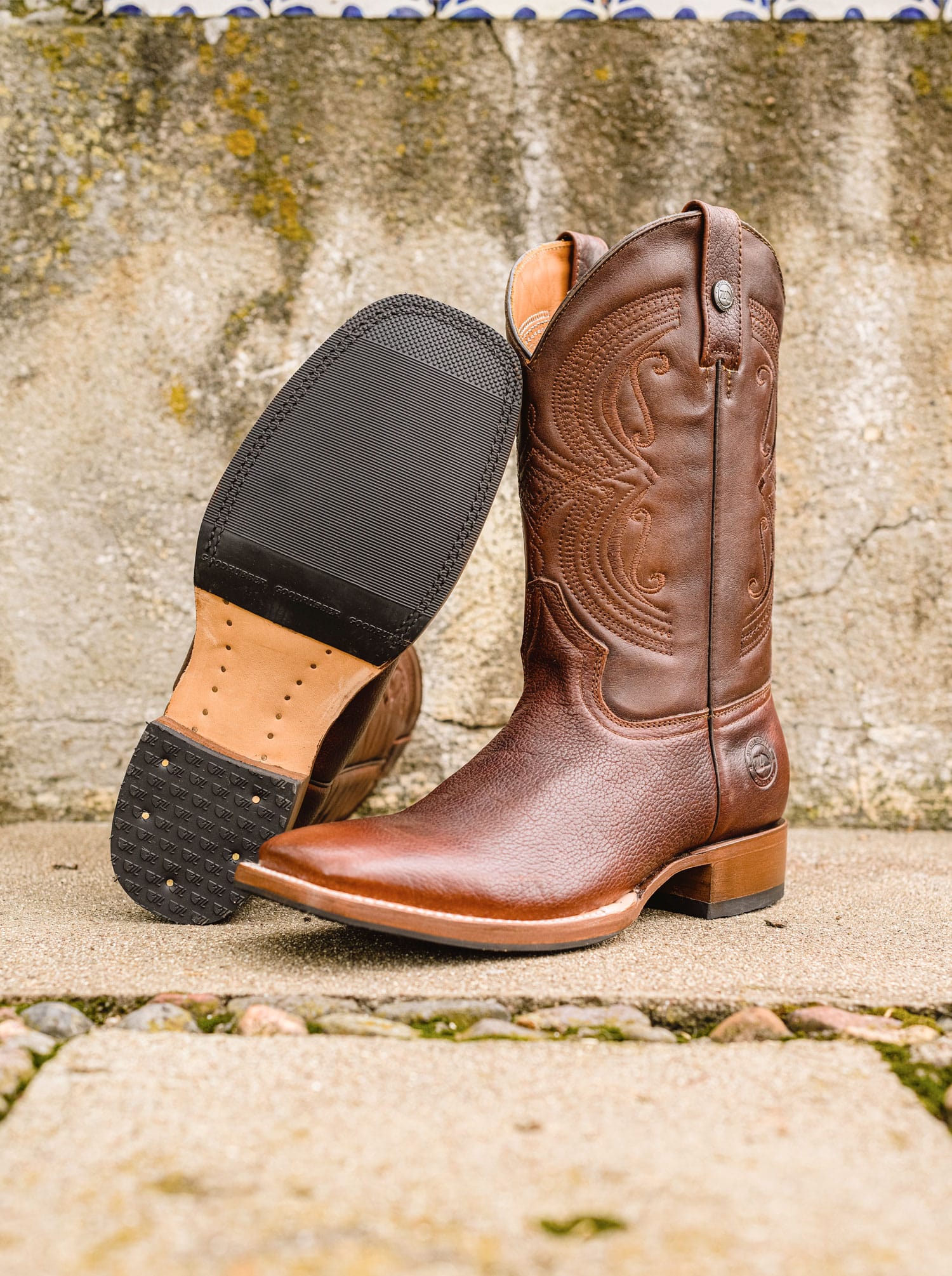 Slip-resistant Rodeo Boot in Dark Brown American Bison Style 1546