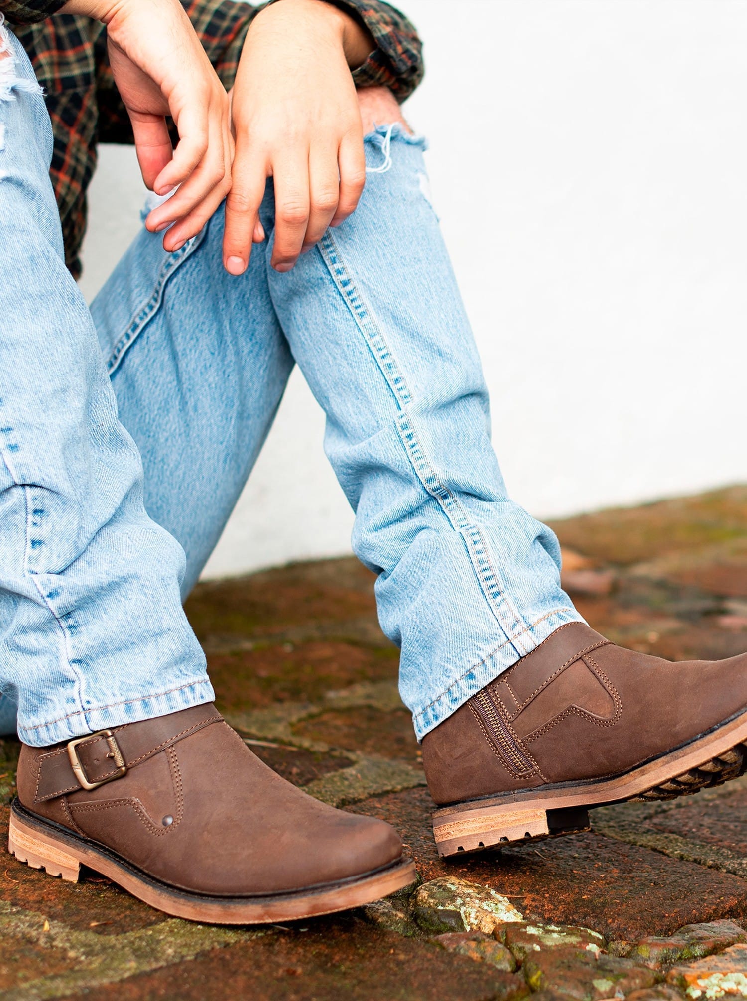 Botin Biker Siete Leguas Con Cierre Piel Crazy Café Est. 7004