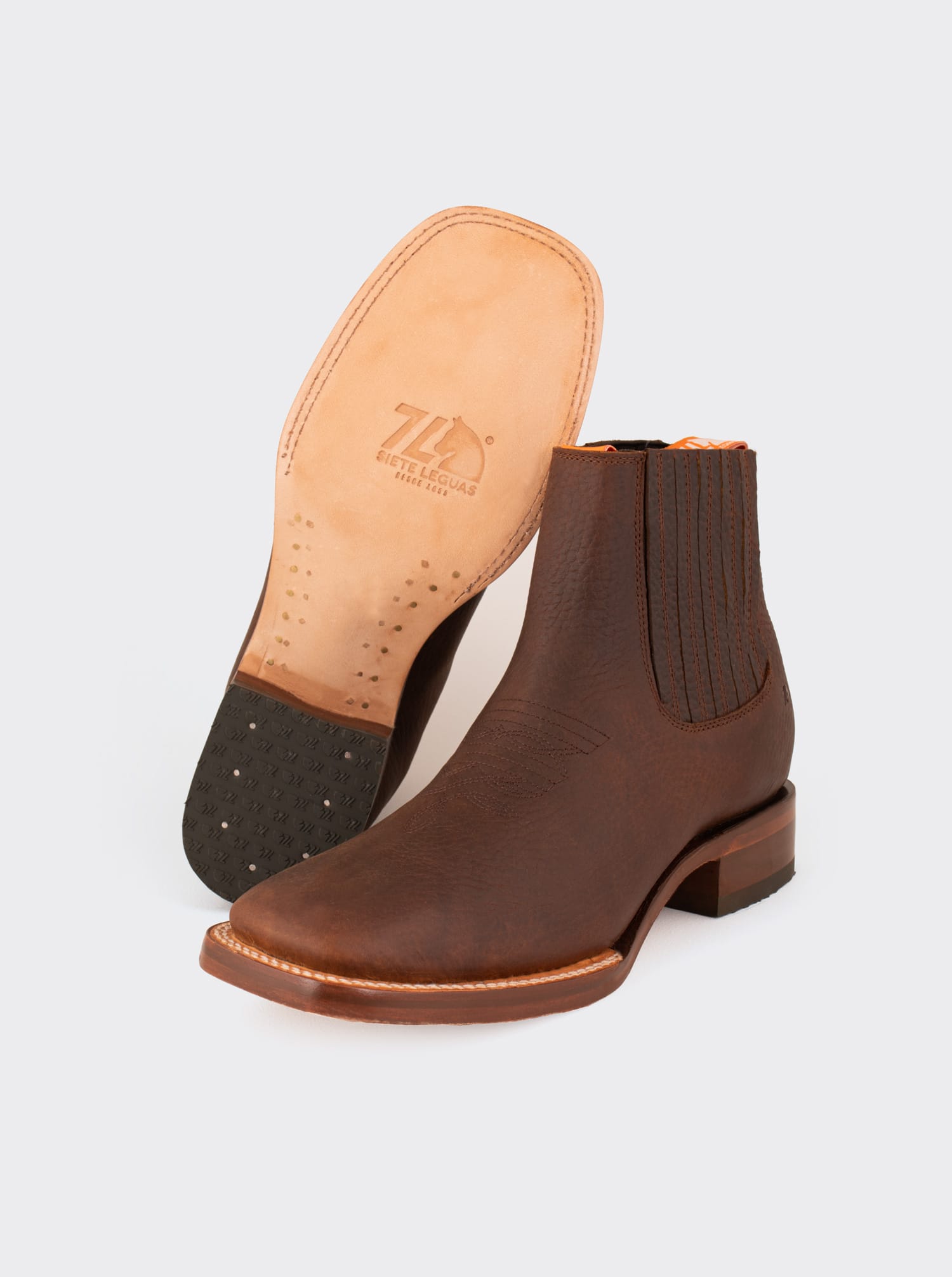 Men's Leather Rodeo Boot with Leather Sole Ocher Bull fight Color Style 3601