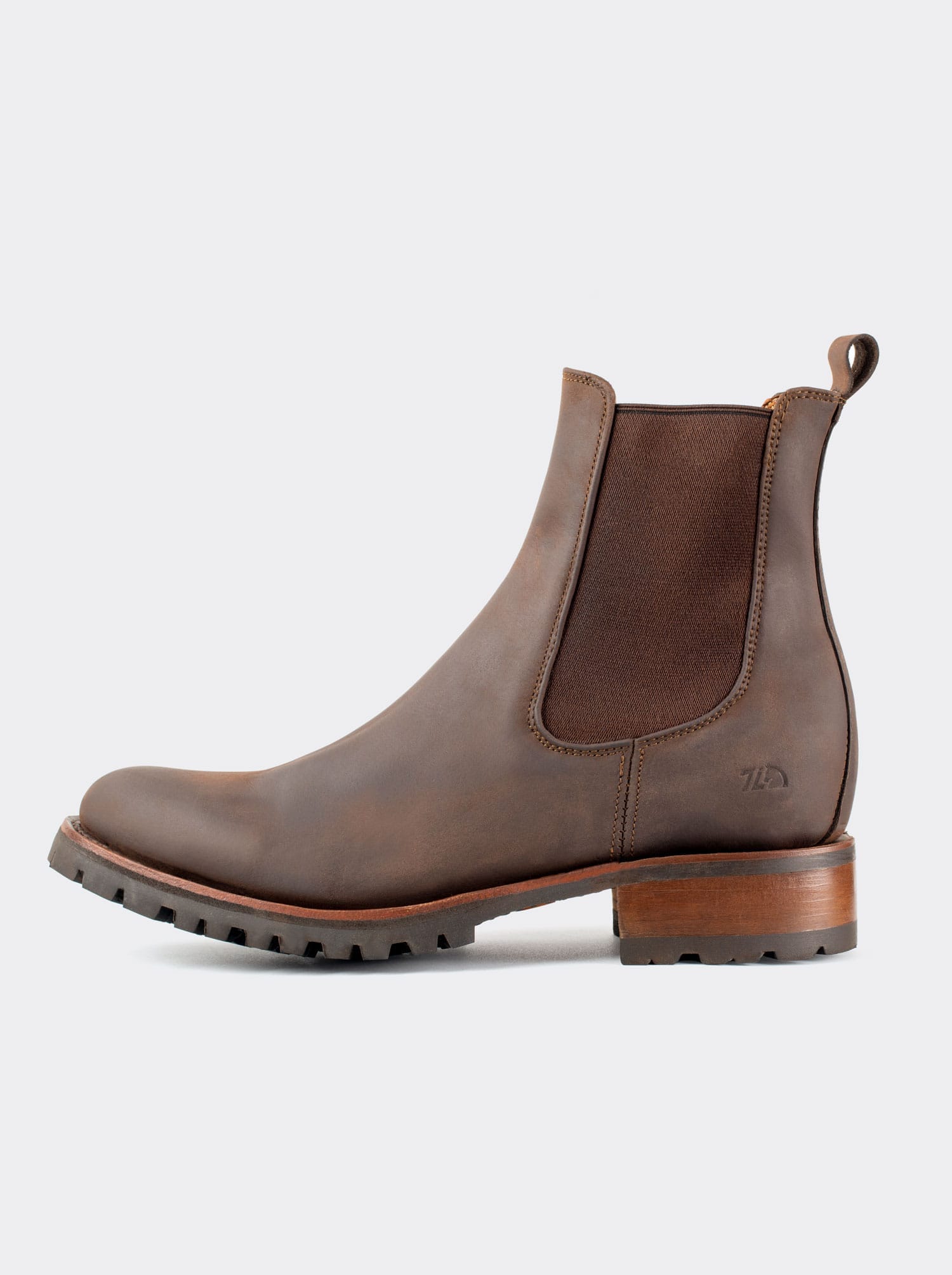 Men's Leather Chelsea Boot with Track Sole Brown Crazy Sole Style 6206