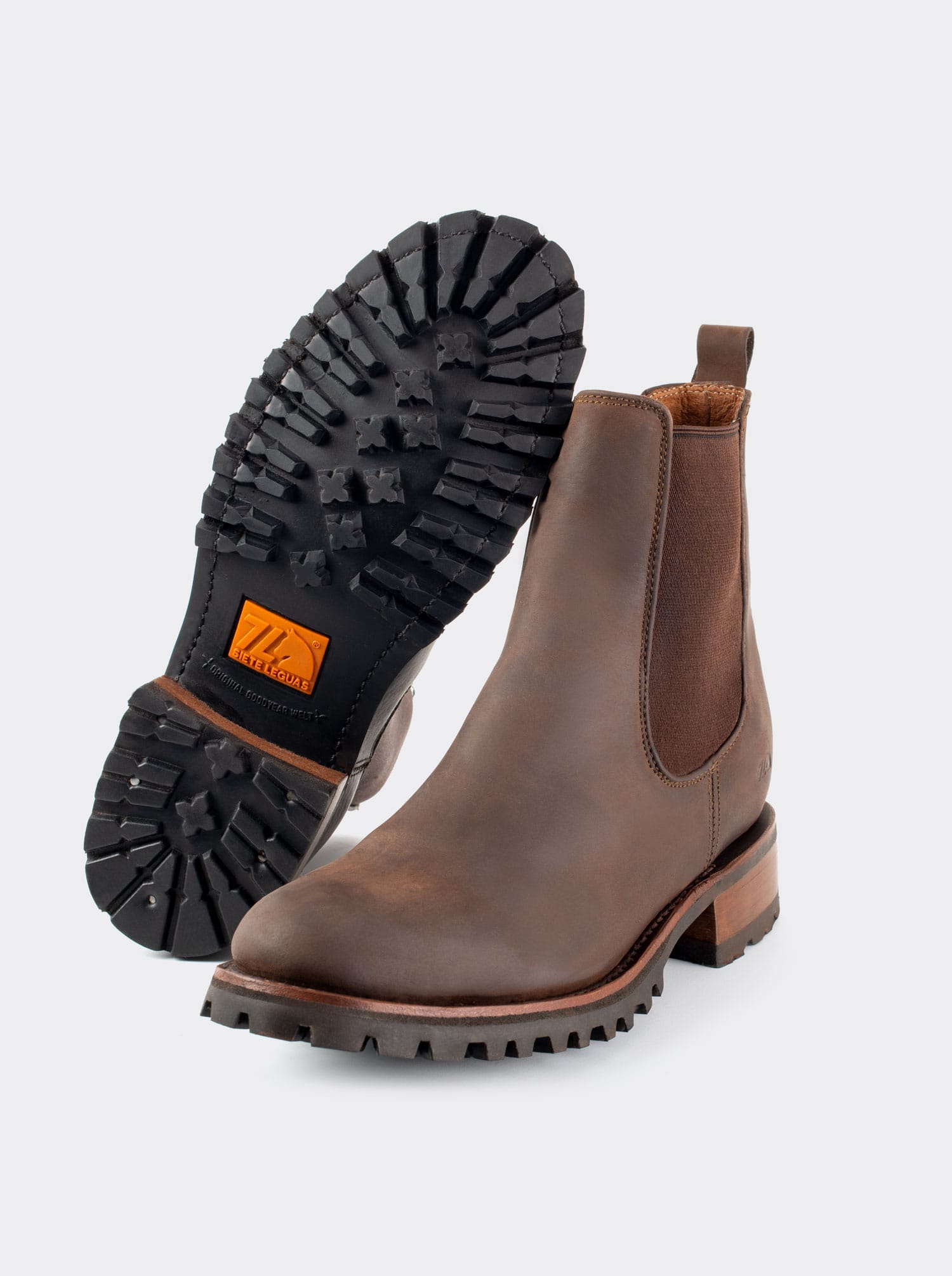 Men's Leather Chelsea Boot with Track Sole Brown Crazy Sole Style 6206