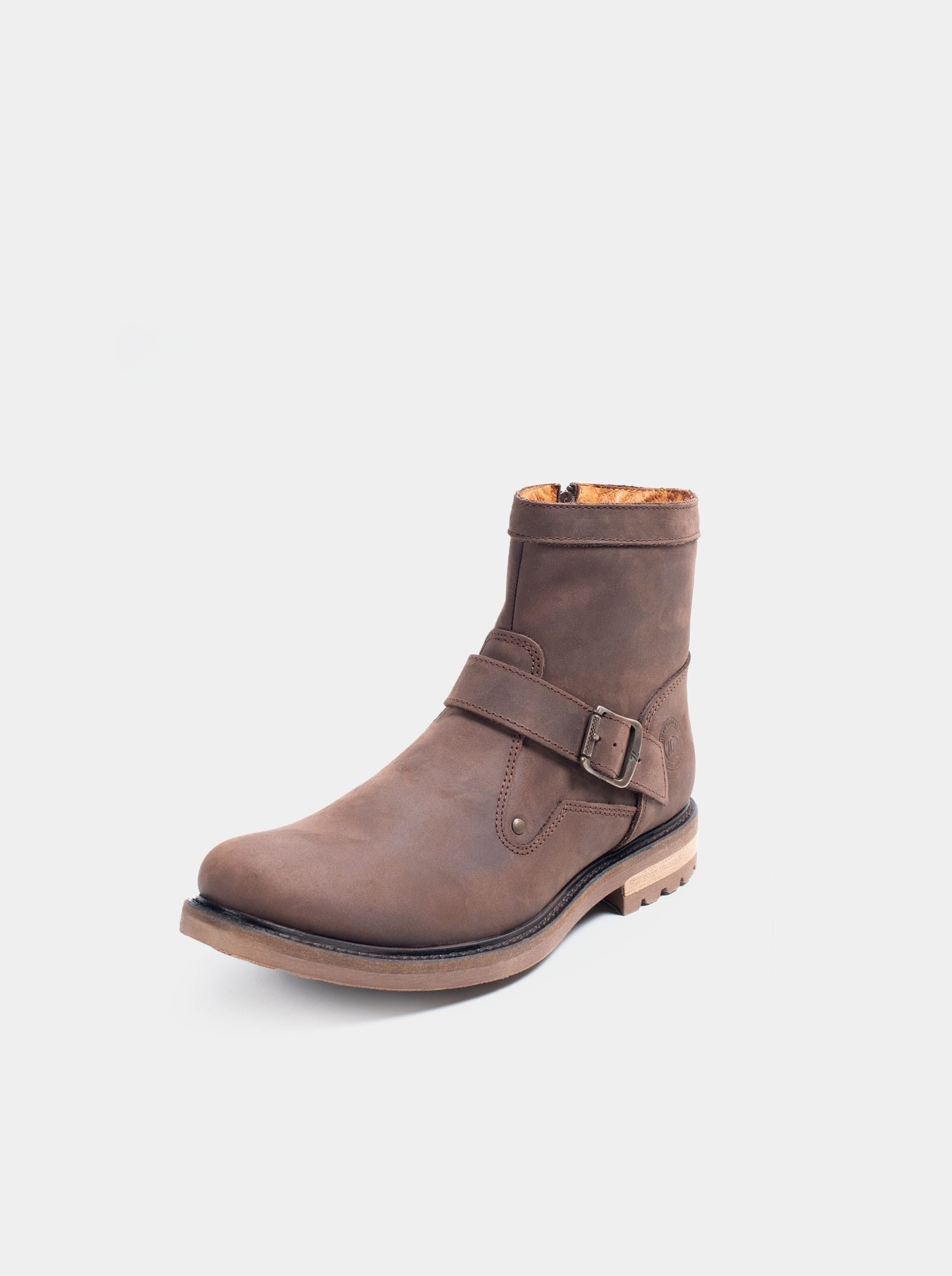 Botin Biker Siete Leguas Con Cierre Piel Crazy Café Est. 7004