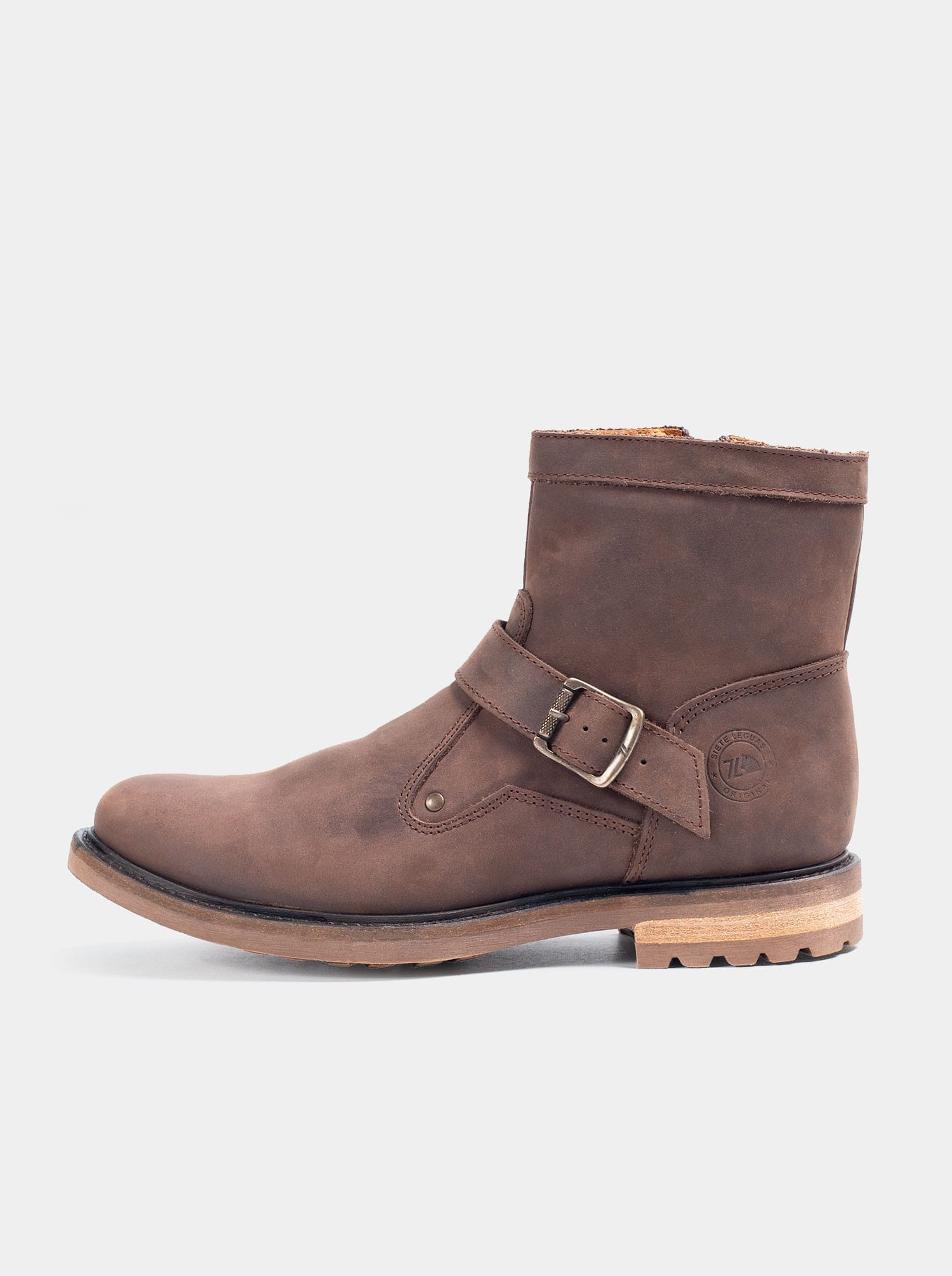 Biker Ankle Boot With Zipper Crazy Horse Brown Style 7004