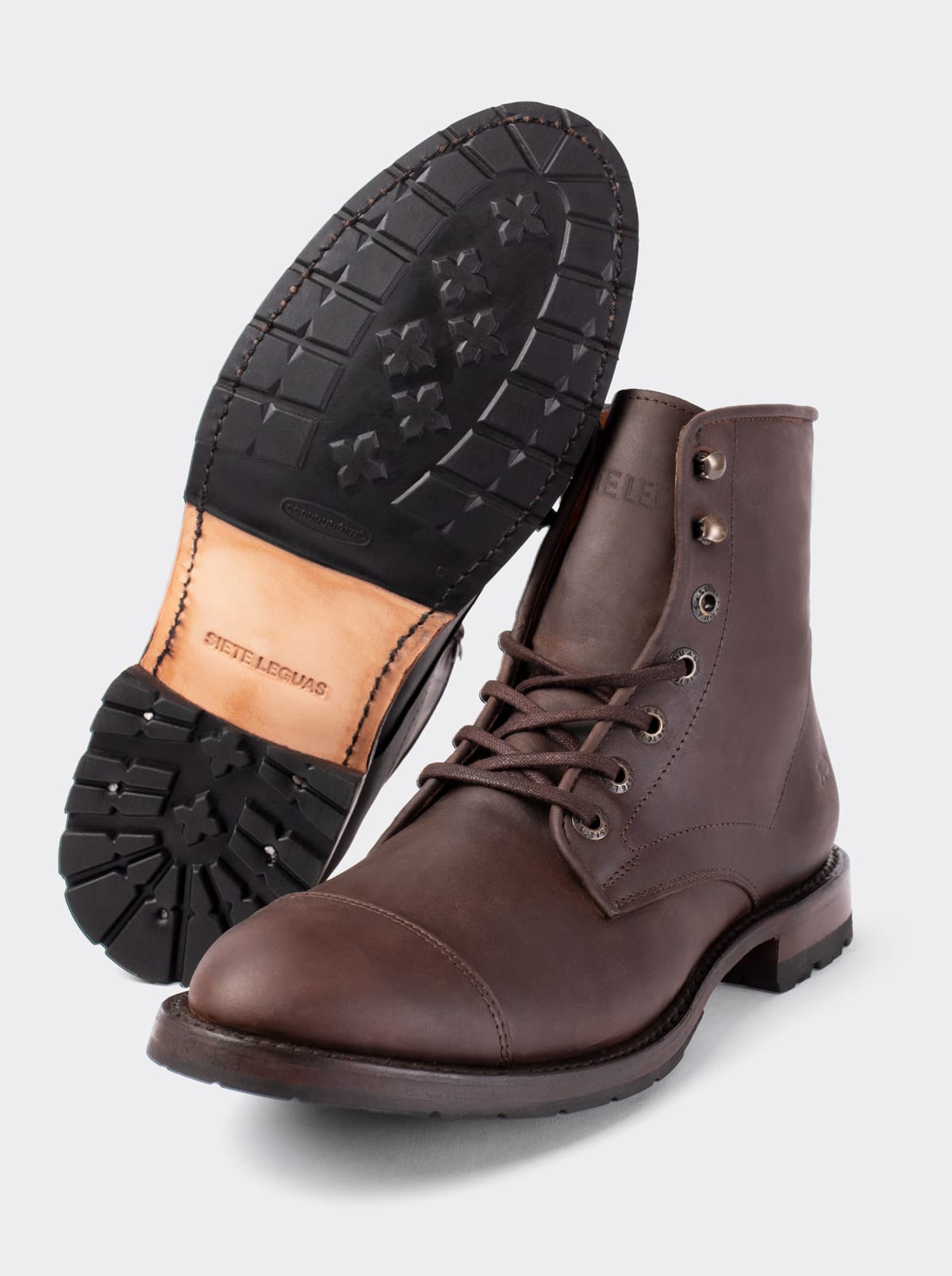 Cap Toe Ankle Boot with Double Life Sole Crazy Café Style 6304