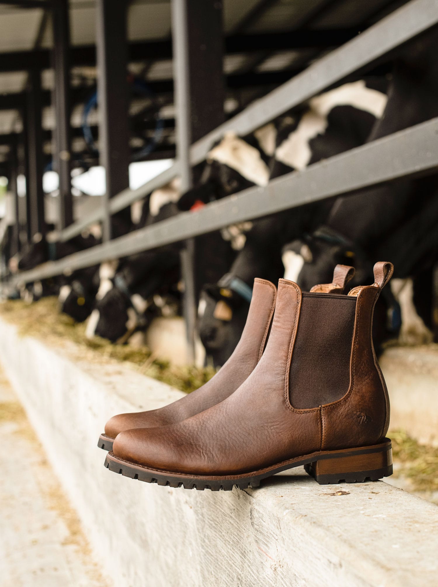 Men's Leather Chelsea Boot with Track Sole Ocher Bull Fight Sole Style 6206