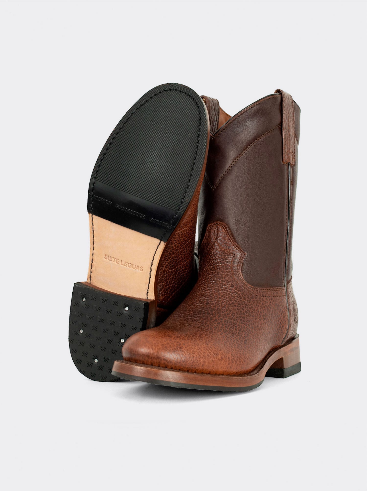 Men's American Bison Roper Boot with Hybrid Sole Dark Brown color Style 1000