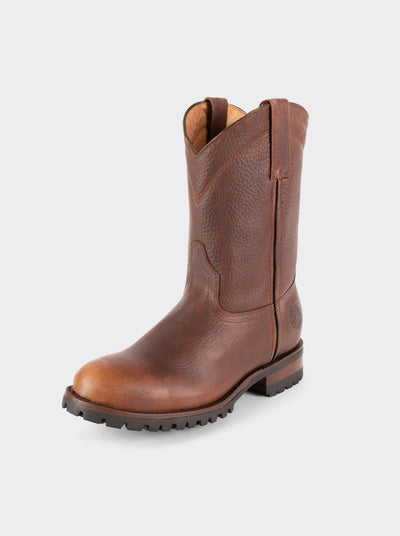 Men's Leather Roper Boot with Track Sole Ocher Bull Fight Style 1000
