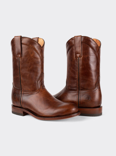 Men's Leather Roper Boot Leather Sole Honey Olmeca Style 1000