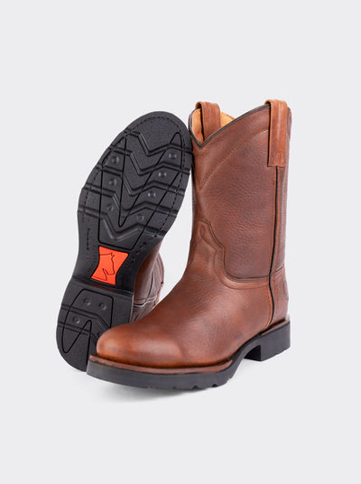 Men’s Leather Roper Boot with Oil Resistant Work Sole Ocher Bull Fight Style 1000