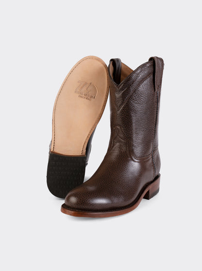 Men's Leather Roper Boot Brown Crazy Color Style 1000