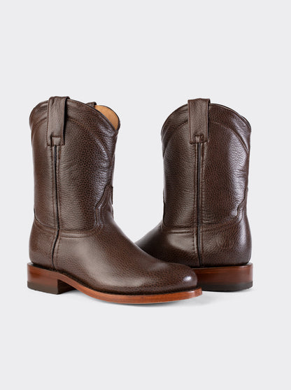 Men's Leather Roper Boot Brown Crazy Color Style 1000