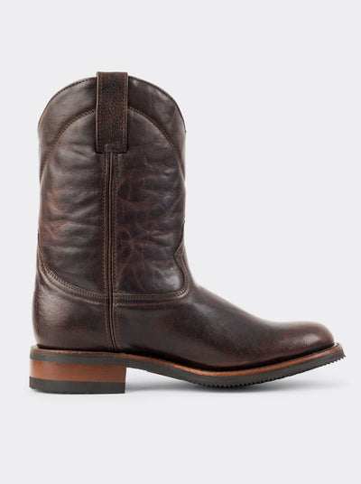 Men's Leather Slip-Resistant Roper Boot Espresso Paddock Color Style 1000