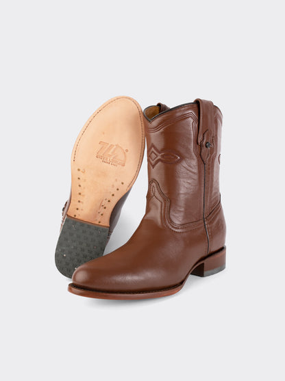 Men's Leather Roper Boot Brown Crazy Color Style 1000