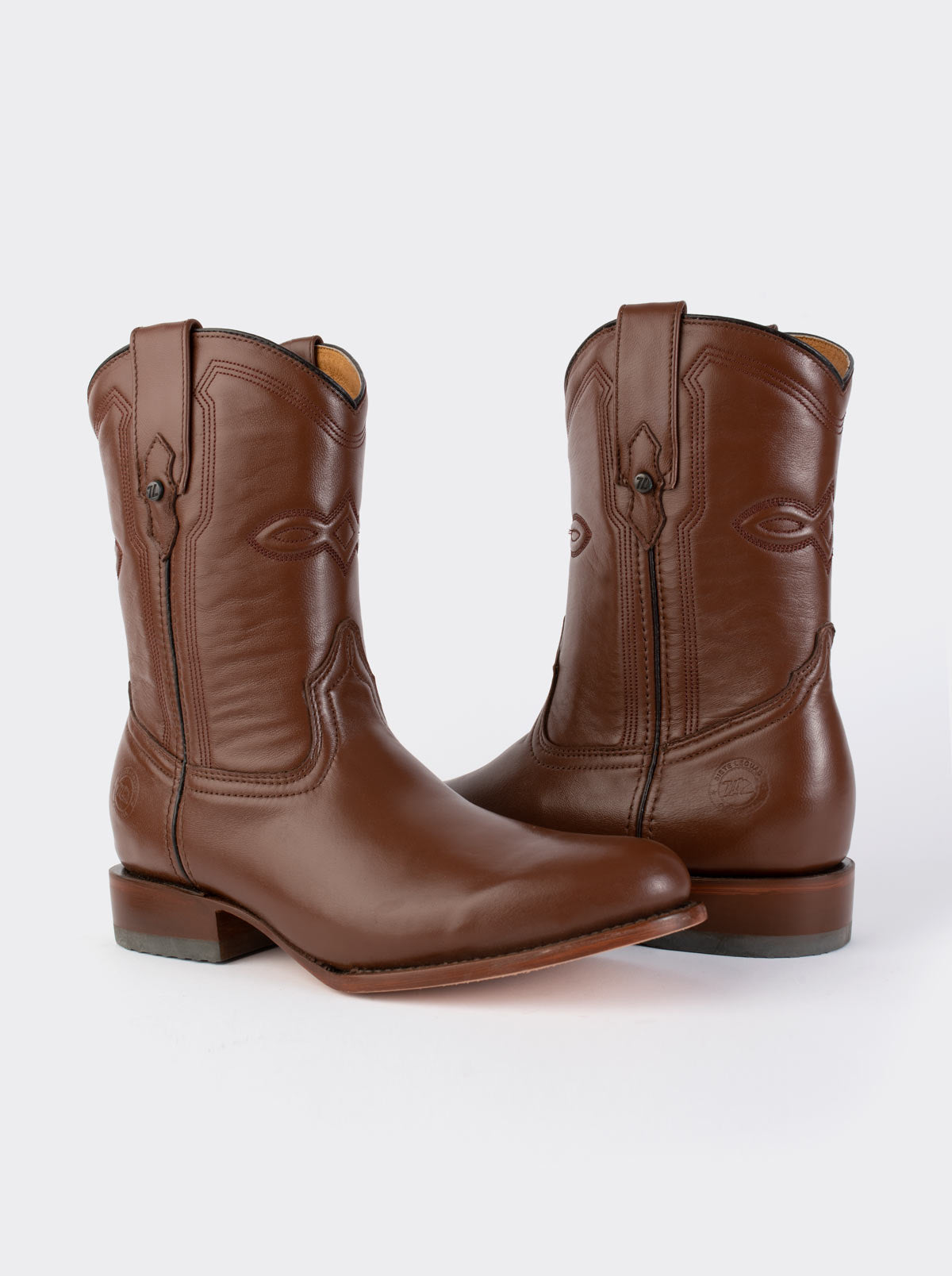 Men's Leather Roper Boot Brown Crazy Color Style 1000