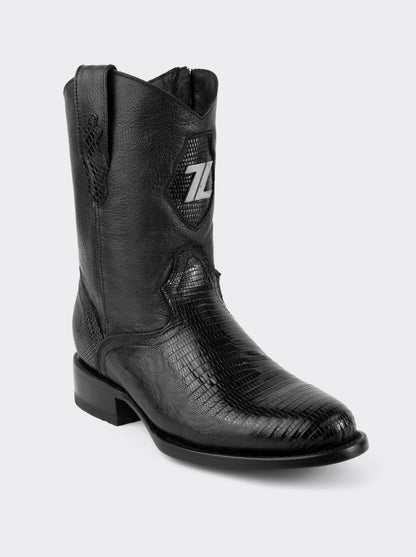 Bota Roper con Cierre y Suela de Cuero en Piel Genuina de Lizard Negro estilo 1006