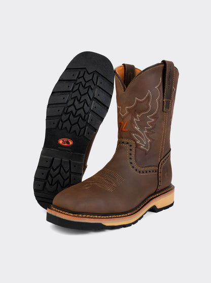 Men's Leather Rodeo Lightweight Work Boot Brown Crazy Color Style 1555