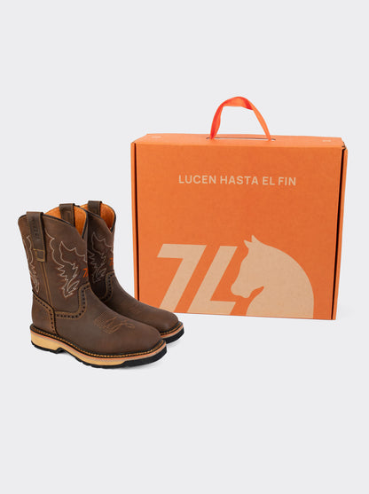 Men's Leather Rodeo Lightweight Work Boot Brown Crazy Color Style 1555