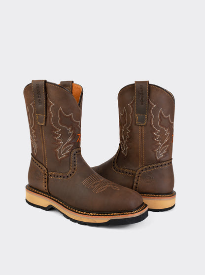 Men's Leather Rodeo Lightweight Work Boot Brown Crazy Color Style 1555