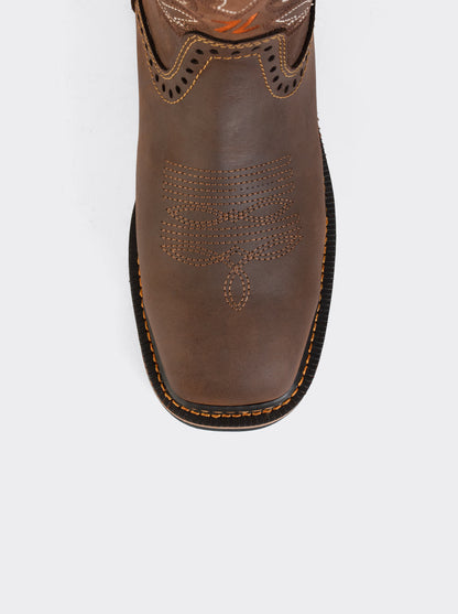 Men's Leather Rodeo Lightweight Work Boot Brown Crazy Color Style 1555