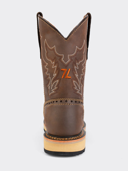 Men's Leather Rodeo Lightweight Work Boot Brown Crazy Color Style 1555
