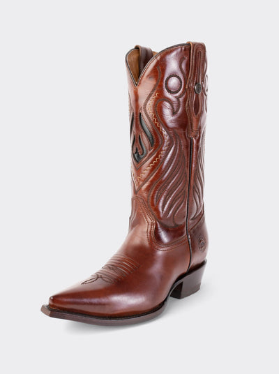 Bota Vaquera Tacón Cubano Olmeca Cognac Estilo 1049