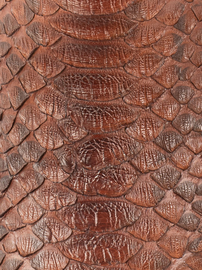 Bota Vaquera con Suela de Cuero en Piel Genuina de Pitón Caramel Estilo 1055