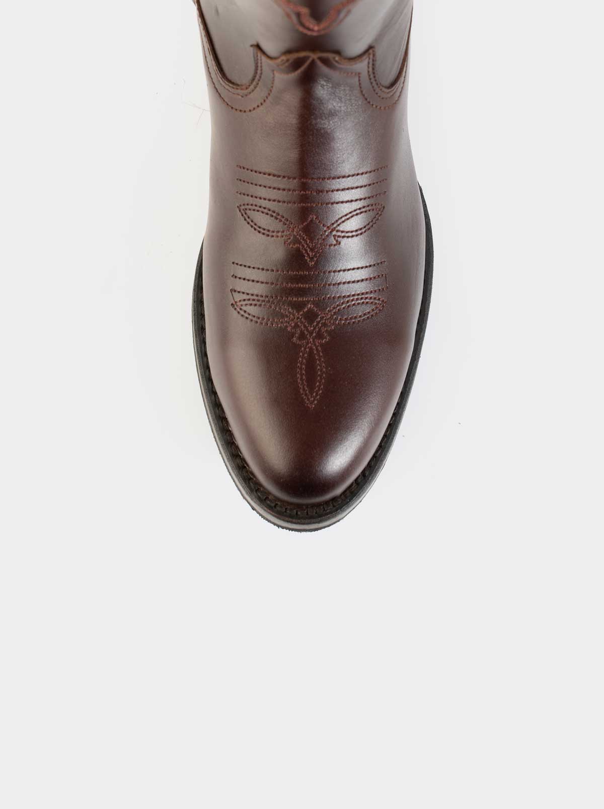 Men's Leather Cowboy Boot with Zipper and Double Life Sole Mahogany Challenger Style 11400