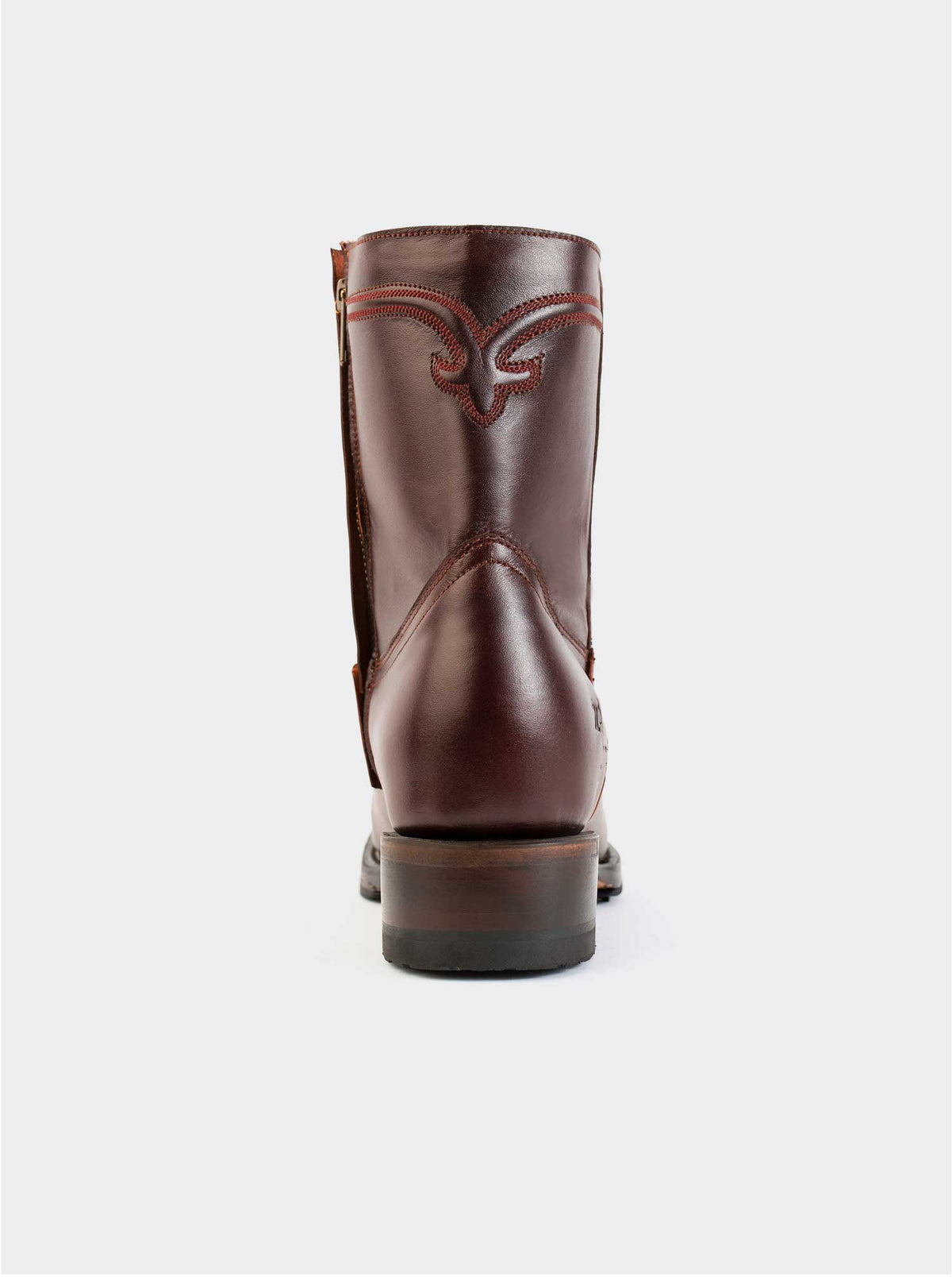 Men's Leather Cowboy Boot with Zipper and Double Life Sole Mahogany Challenger Style 11400