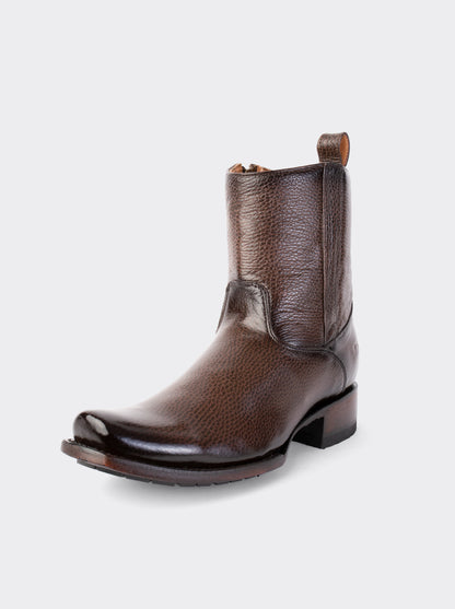 Men's Leather Cowboy Boot with Zipper and Double Life Sole Mahogany Challenger Style 11400