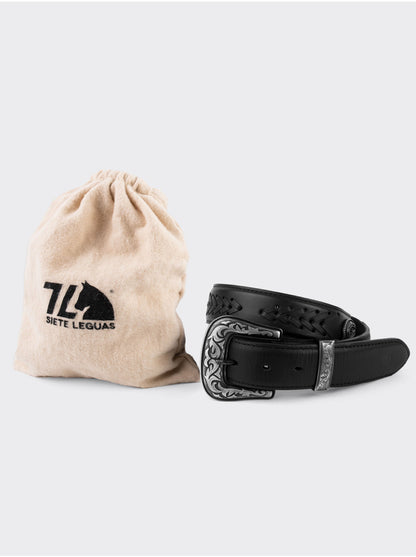 Cinturon Vaquero Piel Montana Negro estilo 15