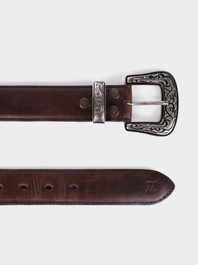 Cowboy Belt Leather Crazy Horse Brown  Style 15