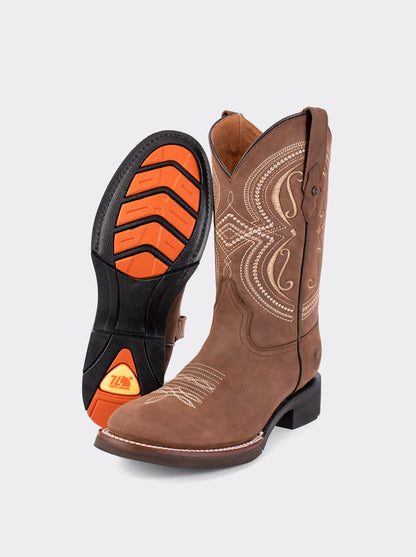 Rodeo Oval Boot with Lightweight Sole for Work Crazy Brown 1546