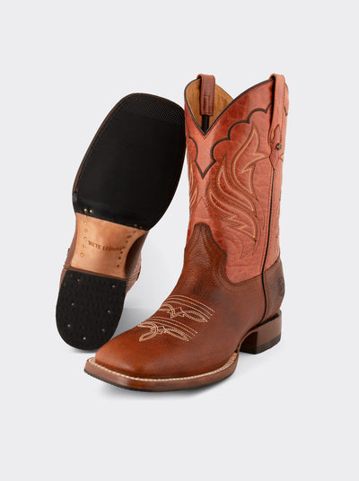 Men's American Bison Rodeo Boot with Hybrid Sole Whiskey Color Style 1553