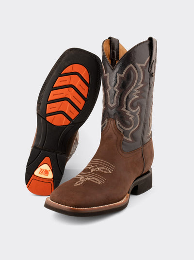 Men's Leather Rodeo Lightweight Work Boot Brown Crazy Color Style 1555