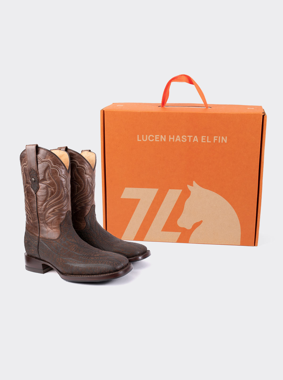 Bota Rodeo con Suela Antiderrapante Cuello de Toro Pulido Zafiro Café Estilo 1558