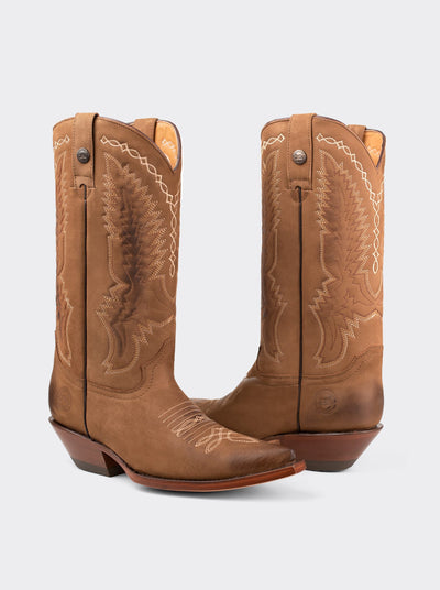 Bota Vaquera Tacón Cubano Nobuck Terracota Estilo 1748