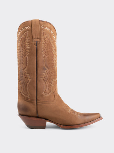 Bota Vaquera Tacón Cubano Nobuck Terracota Estilo 1748