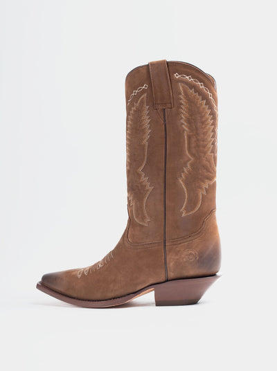 Bota Vaquera Tacón Cubano Nobuck Terracota Estilo 1748