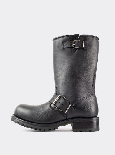 Safety Steel-Toe and Track Sole Biker Boot in Bull Fight Black Style 1808