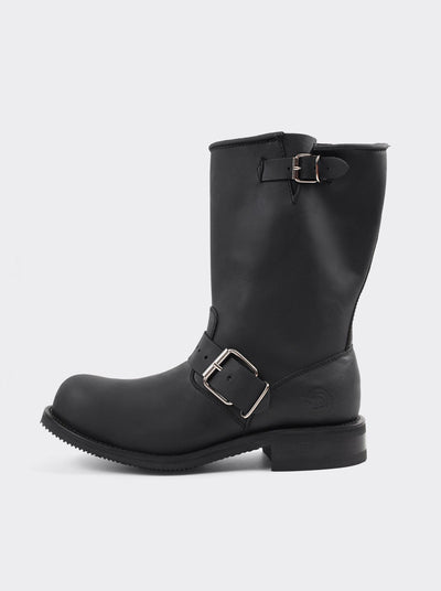 Safety Steel-Toe Biker Boot in Crazy Black Style 1808