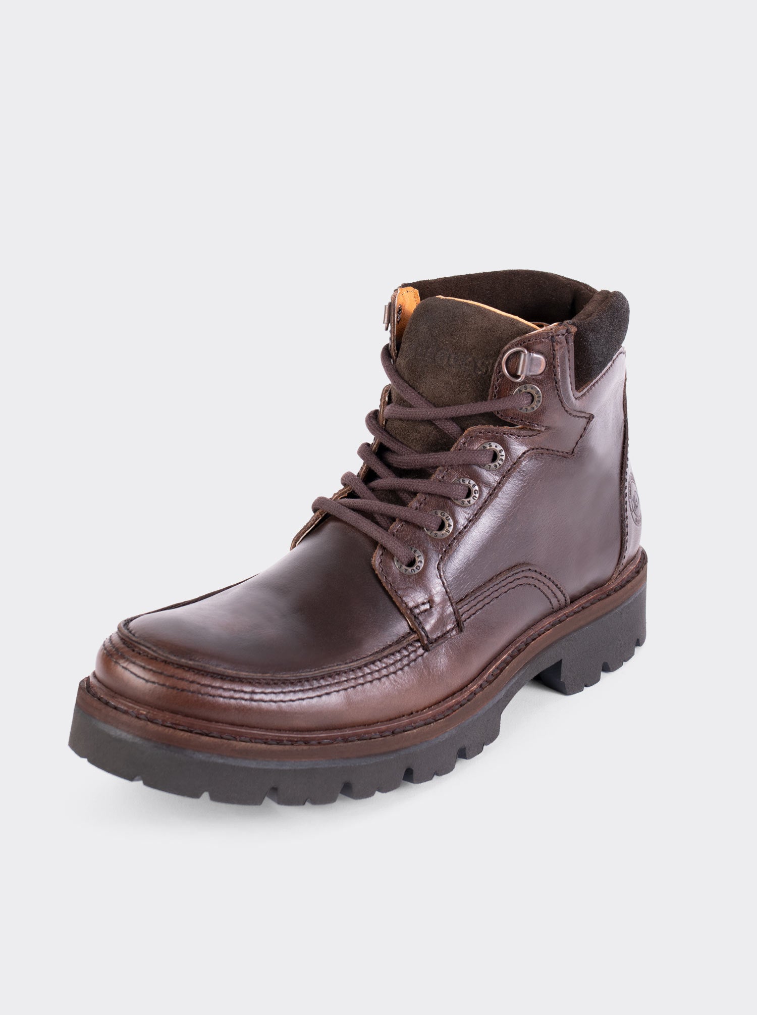 Men's Haiker Dress Moc Toe Leather Boot with Extra Light  Sole Olmeca Brown Style 2705