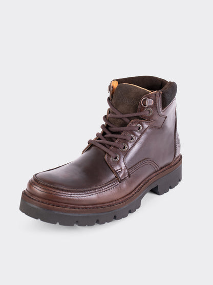 Men's Haiker Dress Moc Toe Leather Boot with Extra Light  Sole Olmeca Brown Style 2705