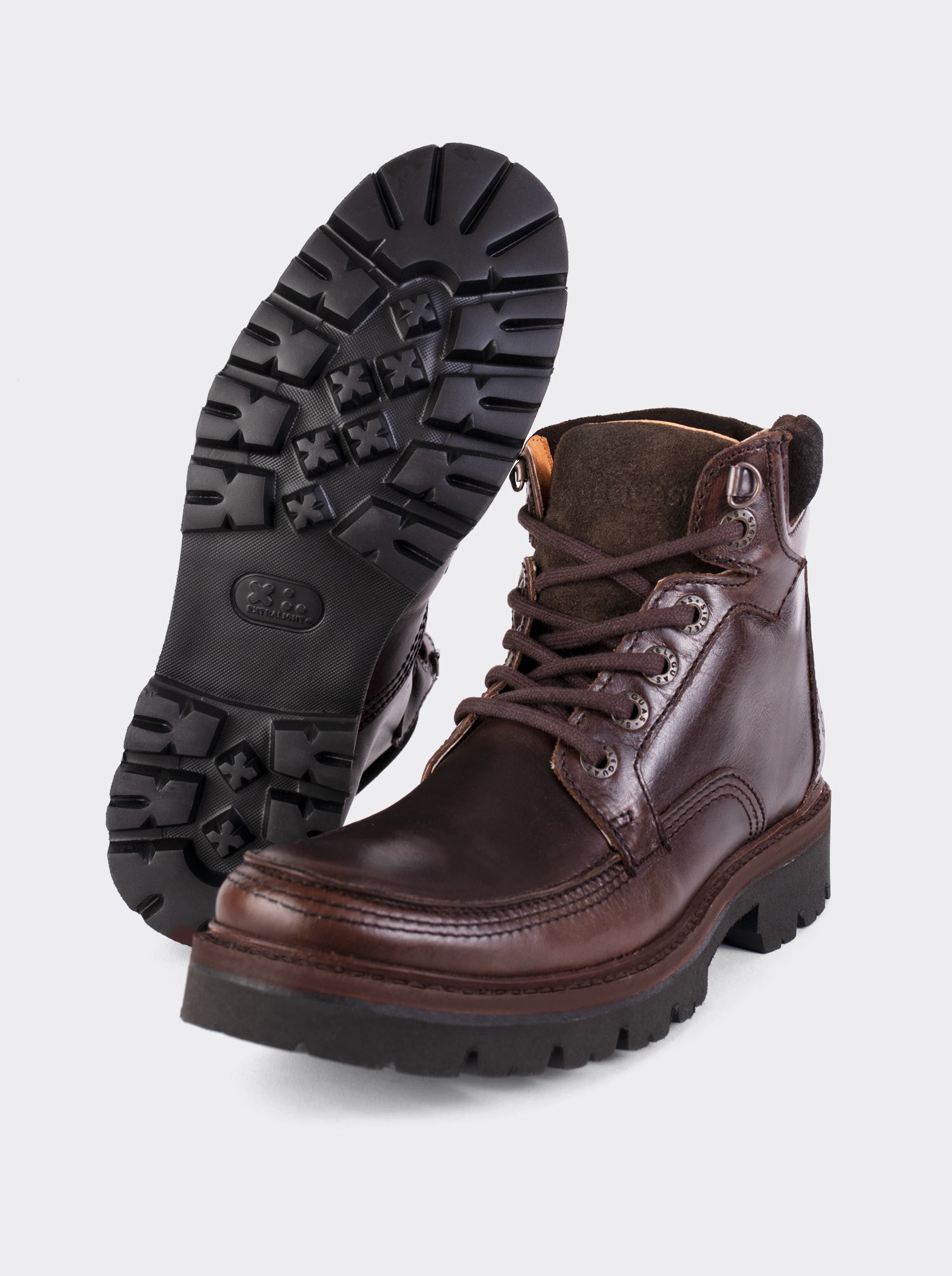 Men's Haiker Dress Moc Toe Leather Boot with Extra Light  Sole Olmeca Brown Style 2705