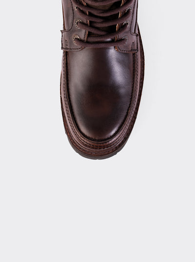 Men's Haiker Dress Moc Toe Leather Boot with Extra Light  Sole Olmeca Brown Style 2705