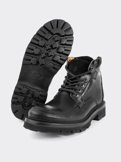 Bota Haiker de Vestir Moc Toe de Piel con Suela Extra Ligera Olmeca Negro estilo 2705