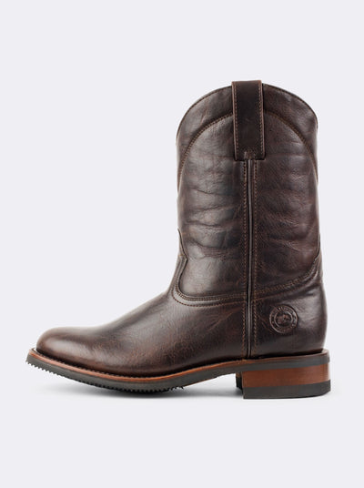 Men's Leather Slip-Resistant Roper Boot Espresso Paddock Color Style 1000