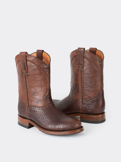Bota de Bisonte Americano tipo Roper Siete Leguas Antiderrapante Dark Brown Est. 1000